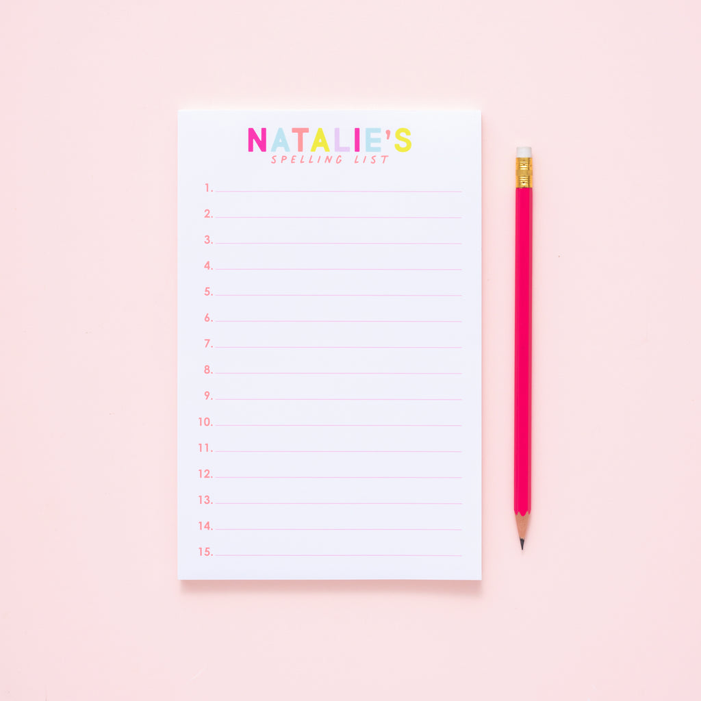 Spelling List Personalized Notepad