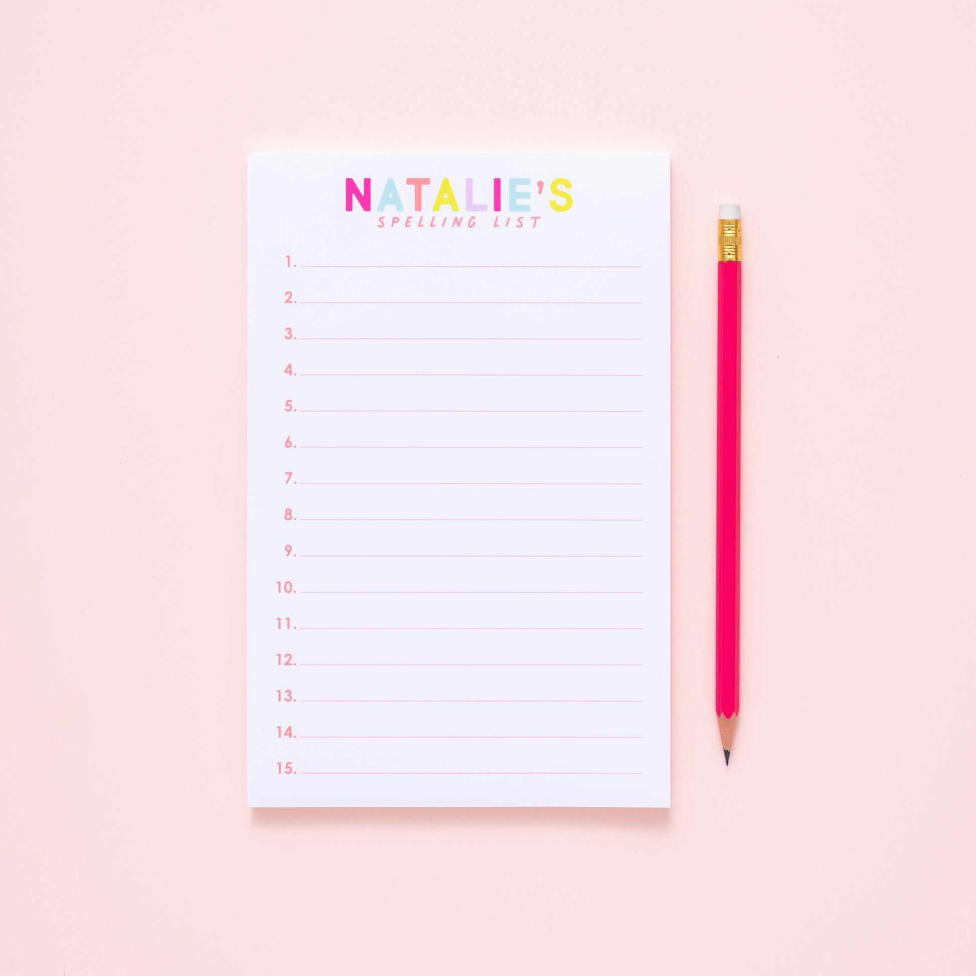 Spelling List Personalized Notepad