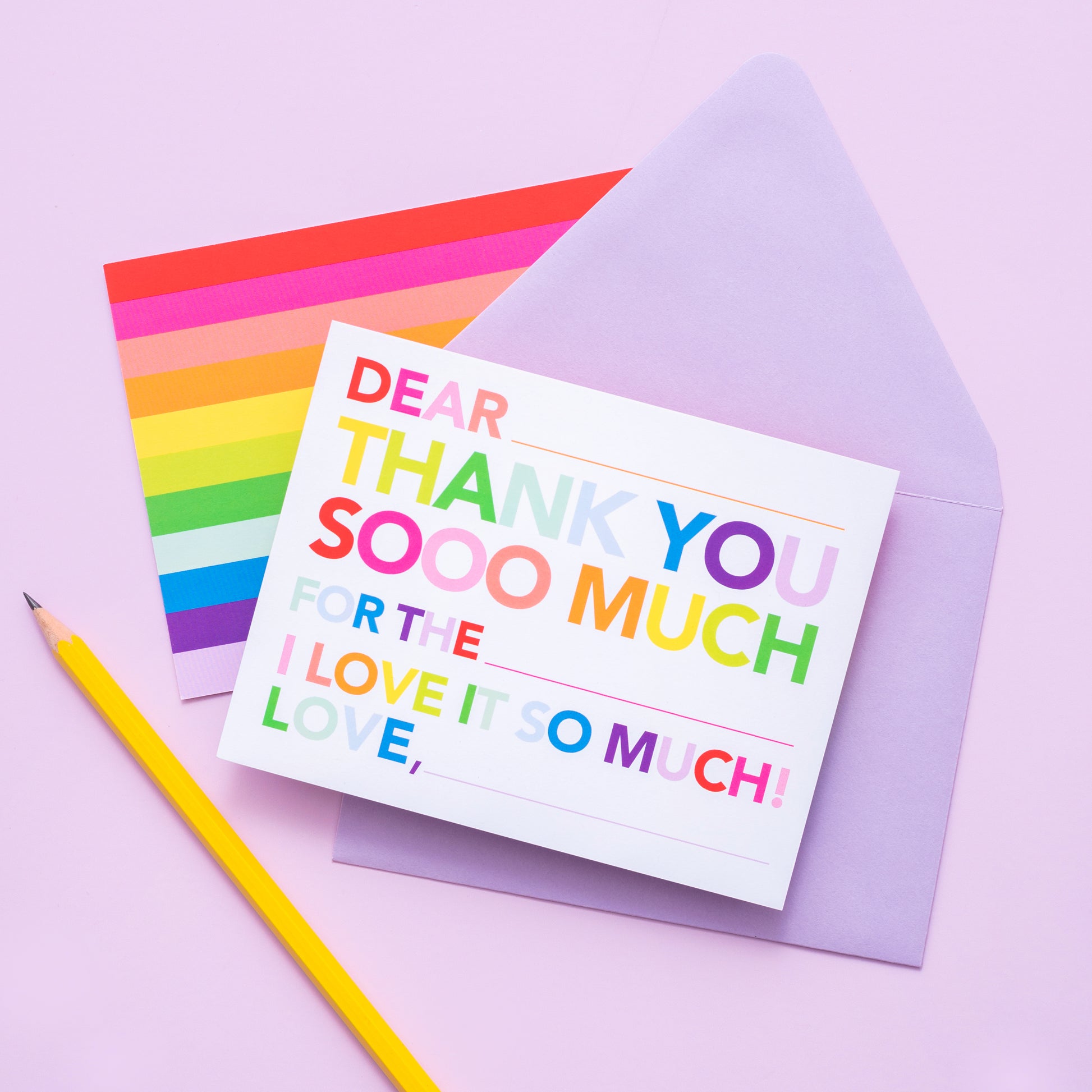 Kids Fill in Thank You Notes - Rainbow