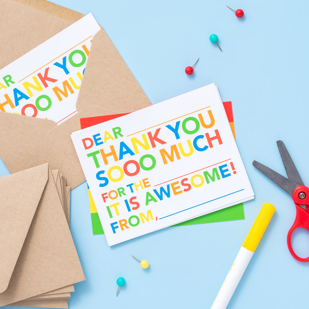 Kids Fill in Thank You Notes - Primary - Joy Creative Shop