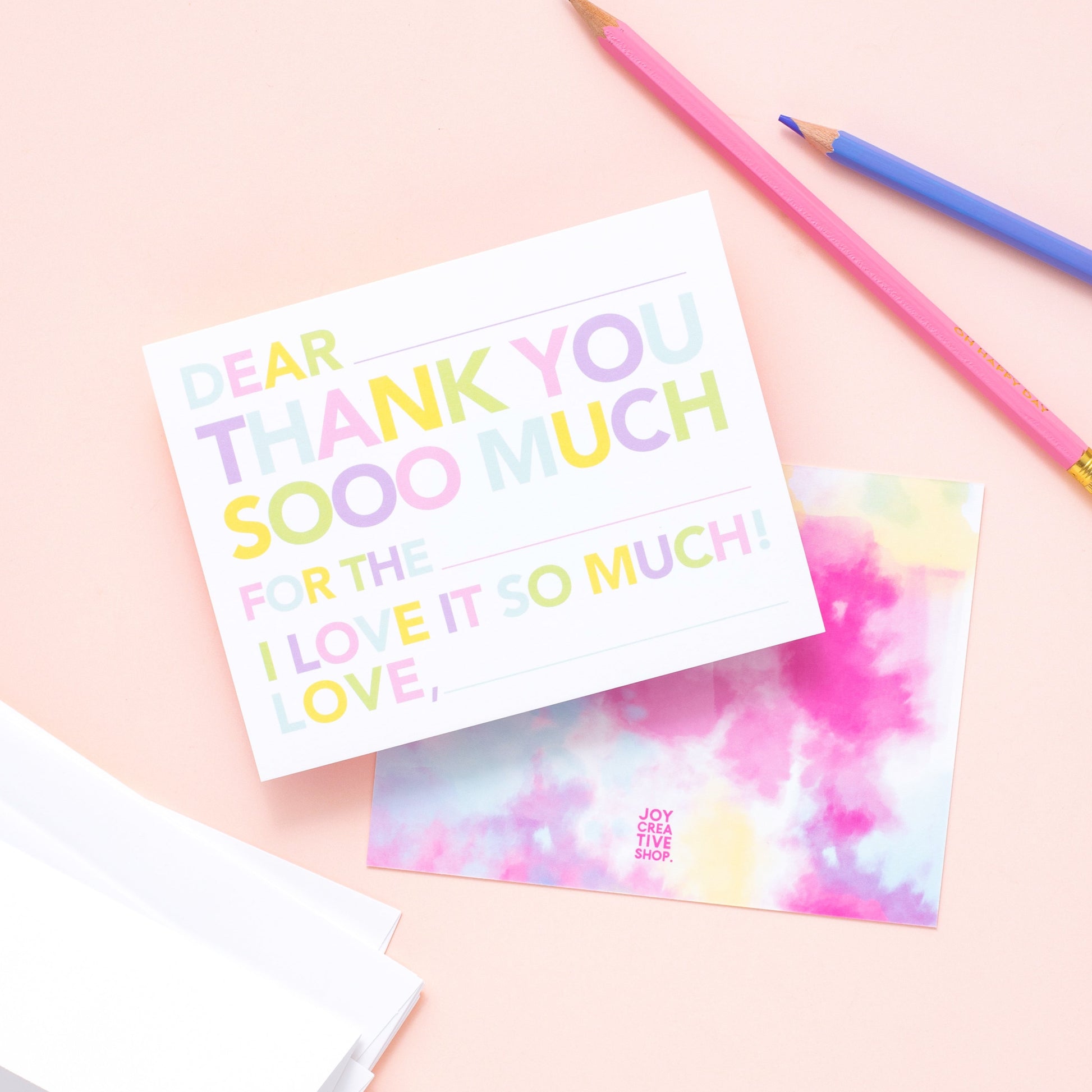 Kids Fill In Thank You Notes - Tie Dye