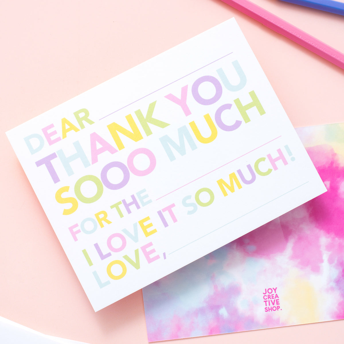 Kid&#39;s Fill In Thank You Notes - Tie Dye