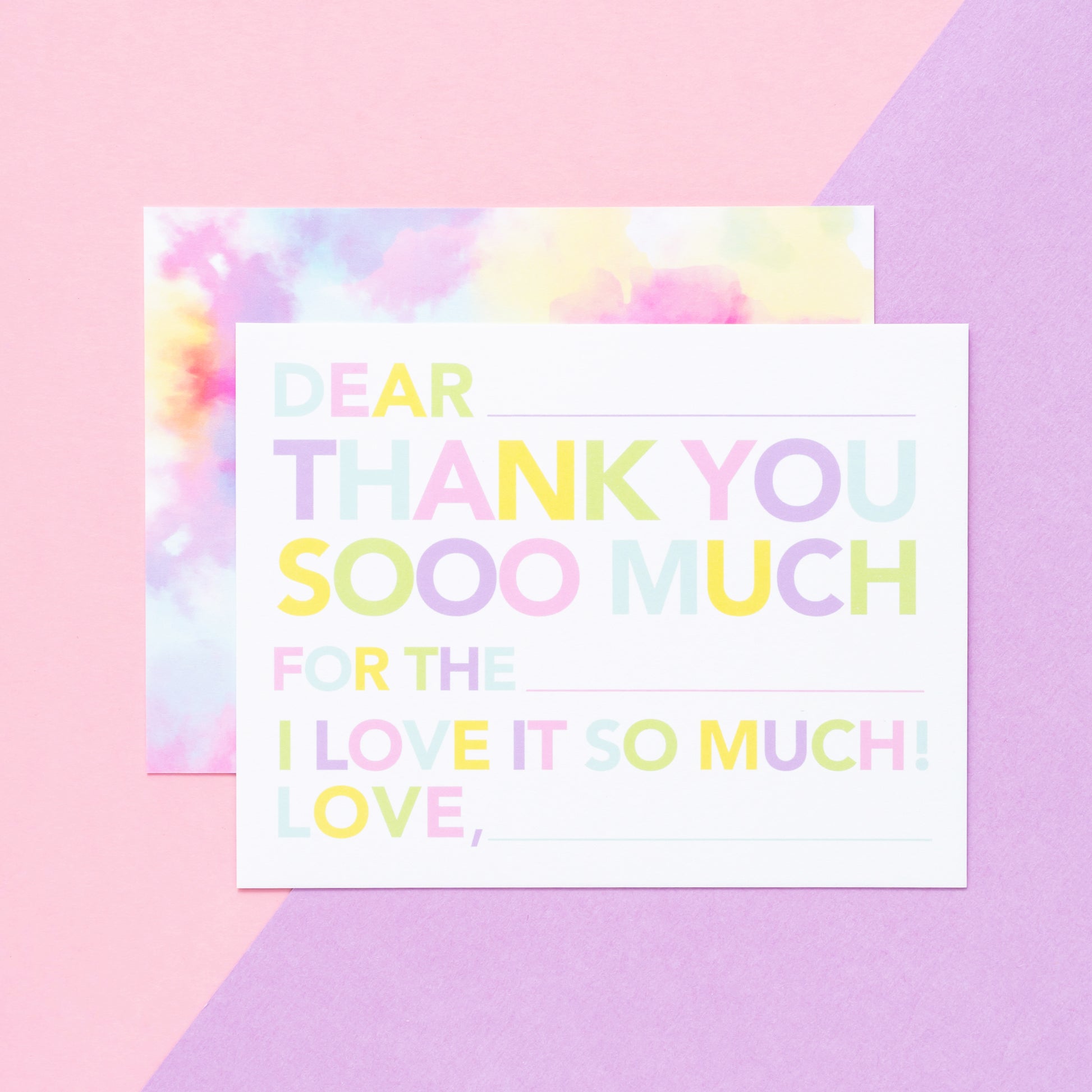 Kids Fill In Thank You Notes - Tie Dye