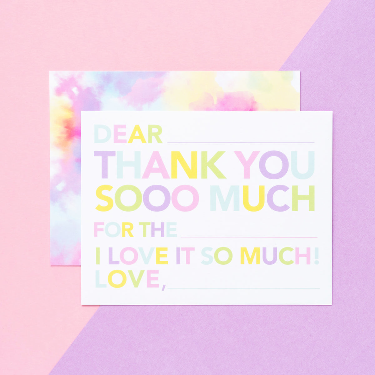 Kid&#39;s Fill In Thank You Notes - Tie Dye