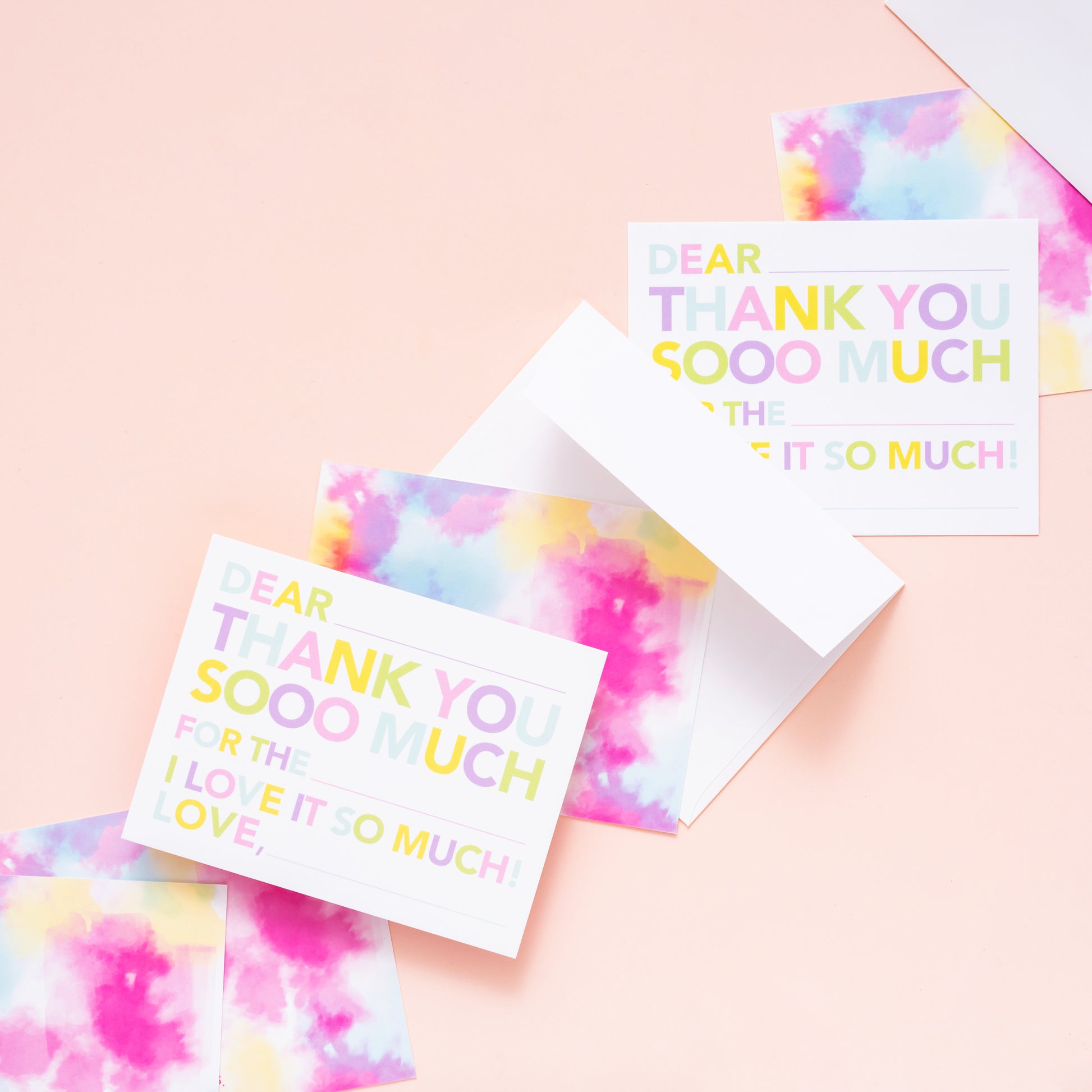 Kids Fill In Thank You Notes - Tie Dye