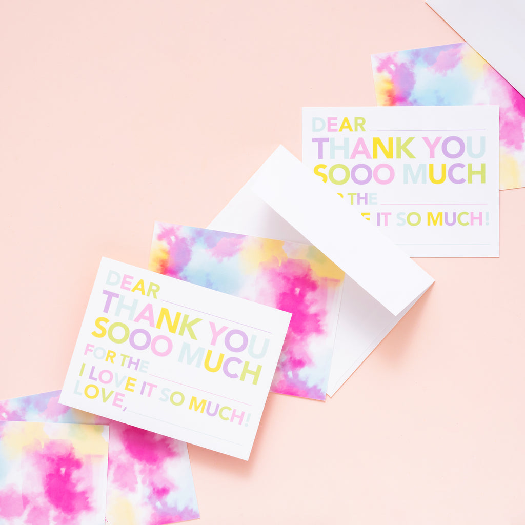 Kids Fill In Thank You Notes - Tie Dye