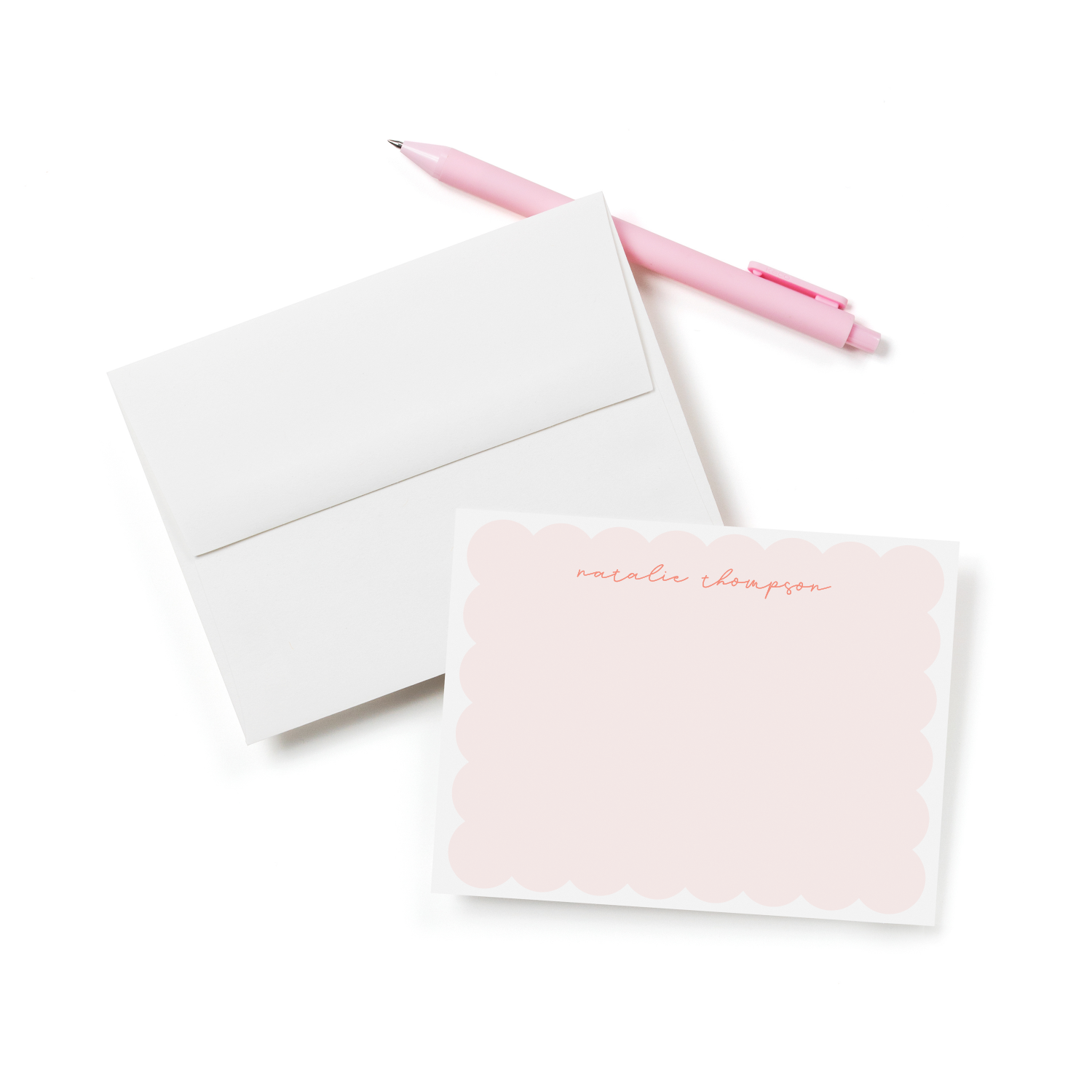 Solid Scallop Personalized Stationery