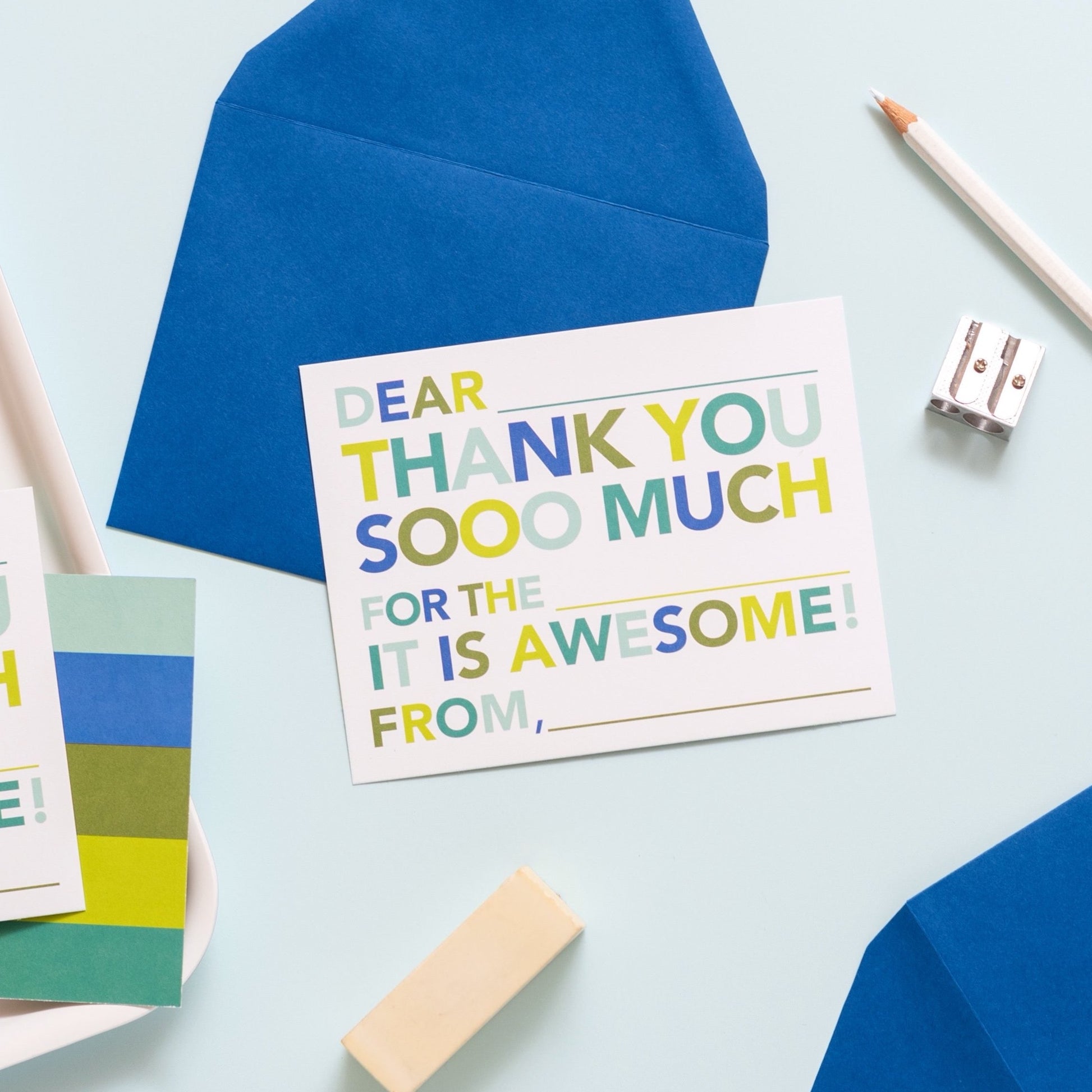 Kids Fill in Thank You Notes - Blue - Joy Creative Shop