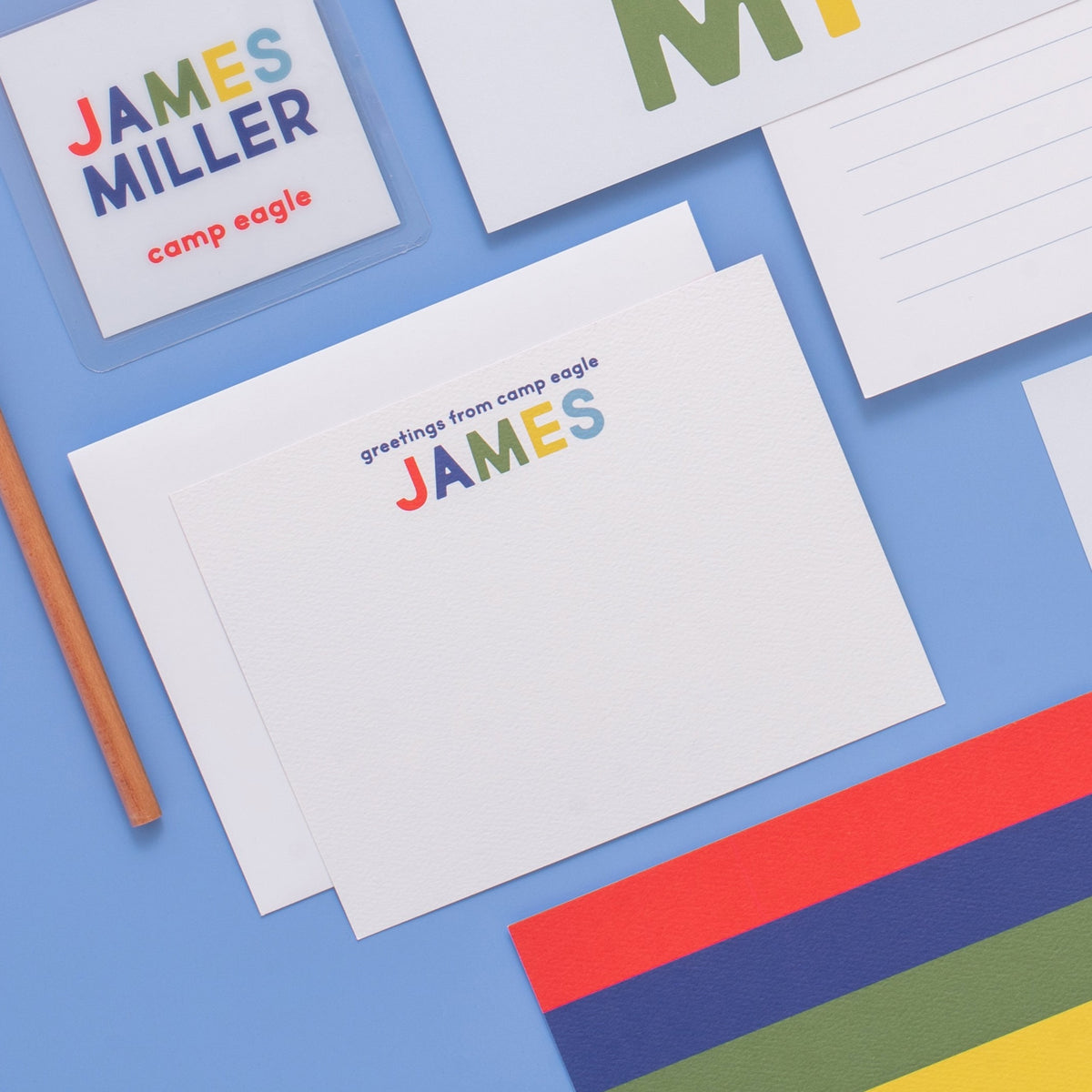 Camp Personalized Stationery - Blue