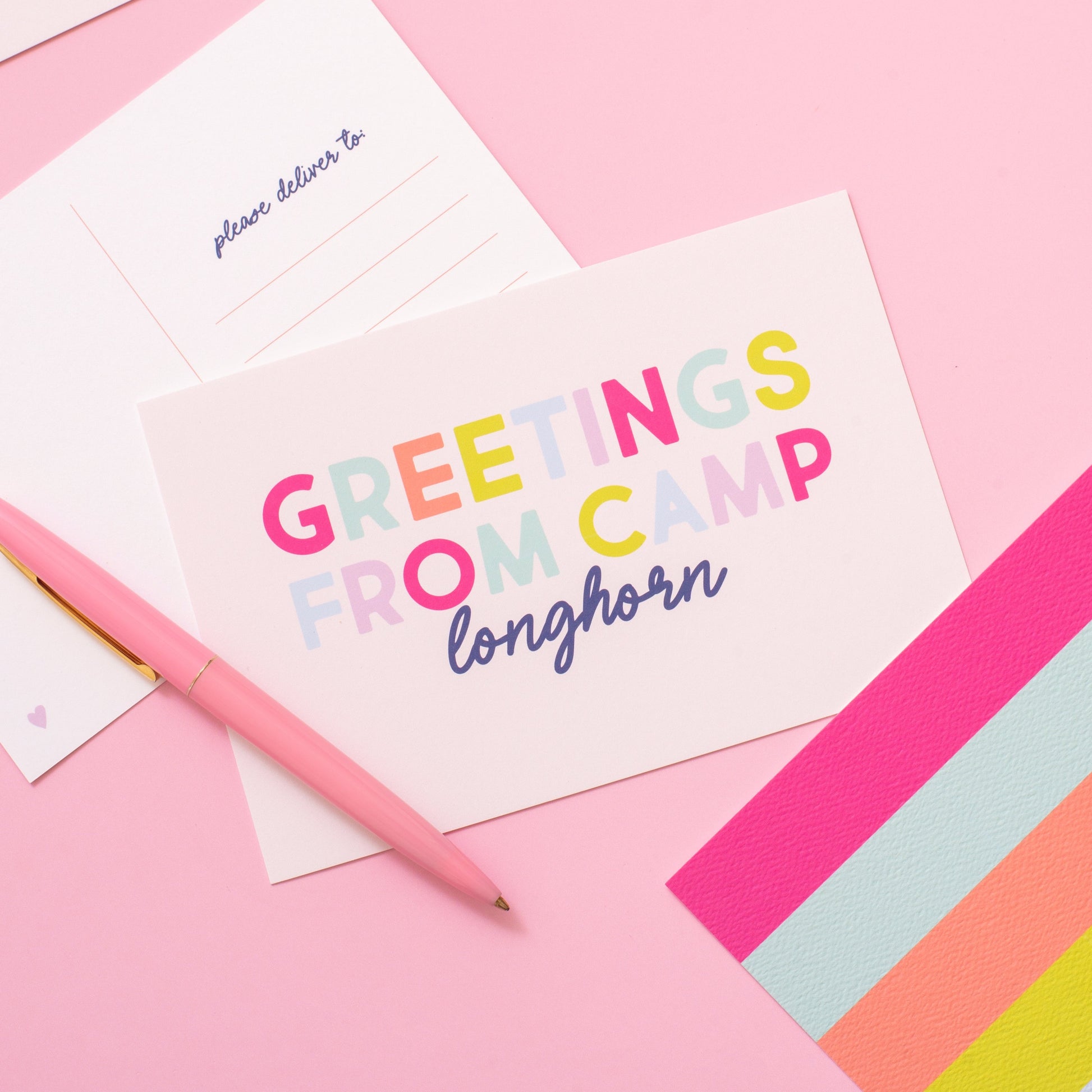 Camp Personalized Postcard - Pink