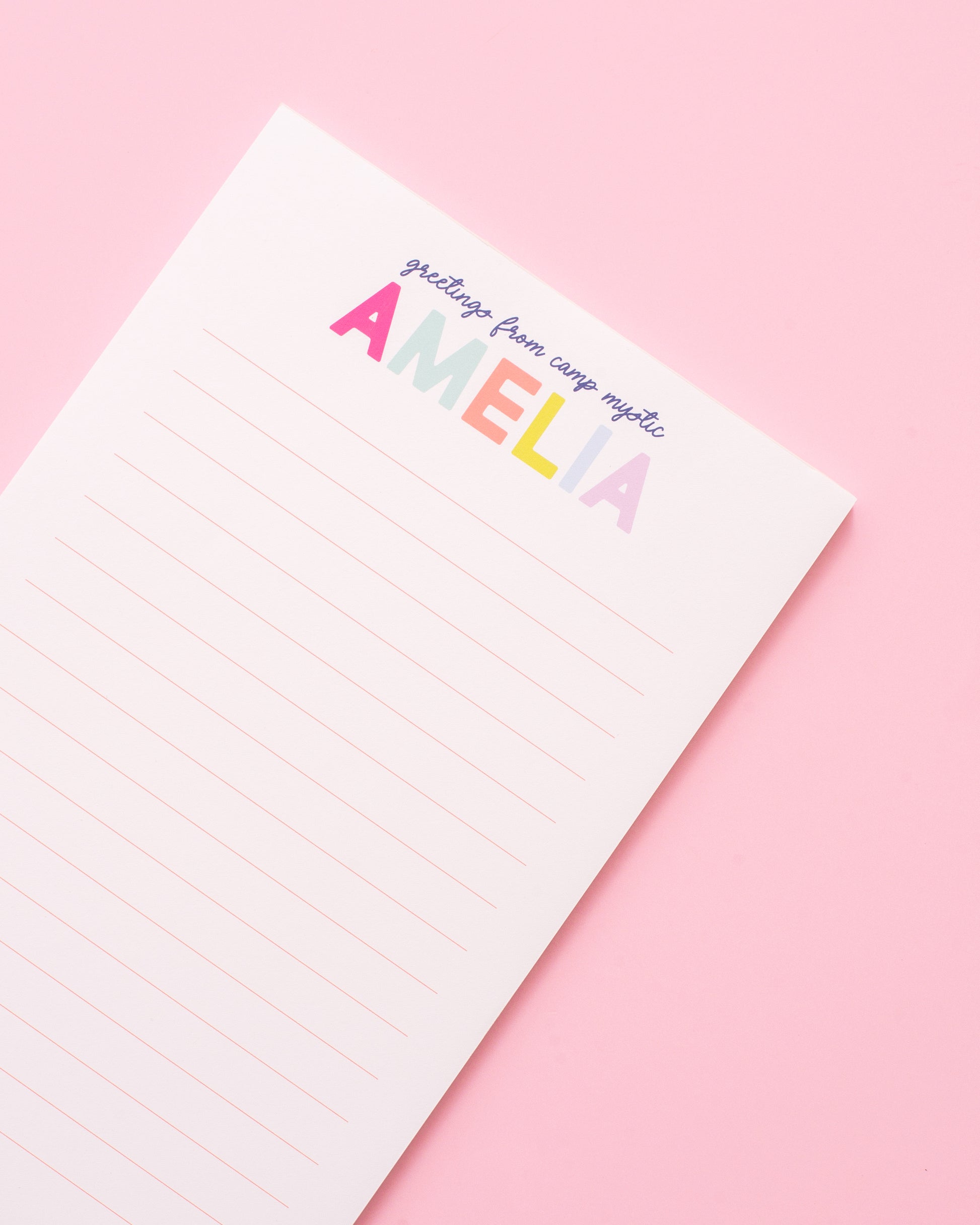 Camp Personalized Notepad - Pink