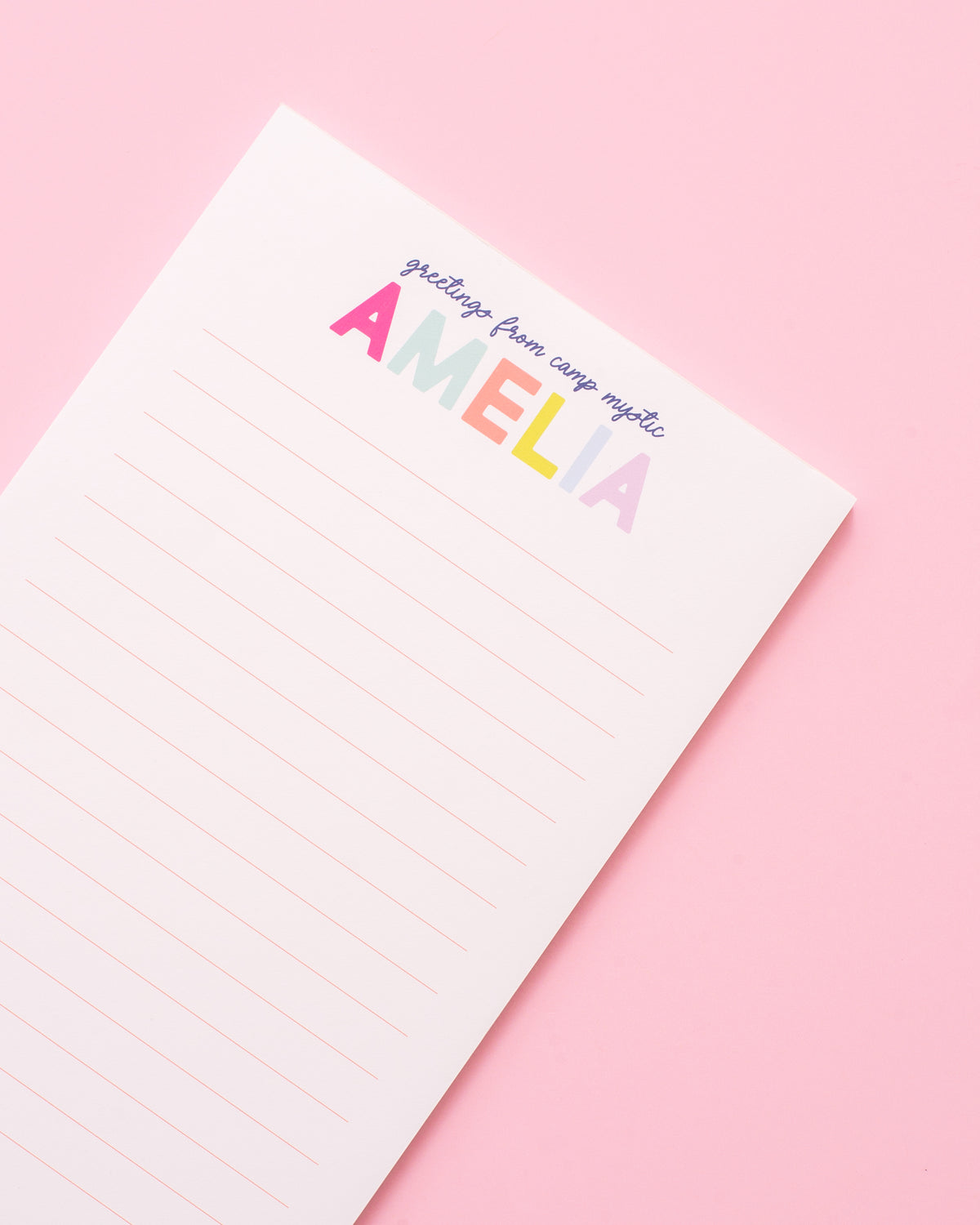 Camp Personalized Notepad - Pink