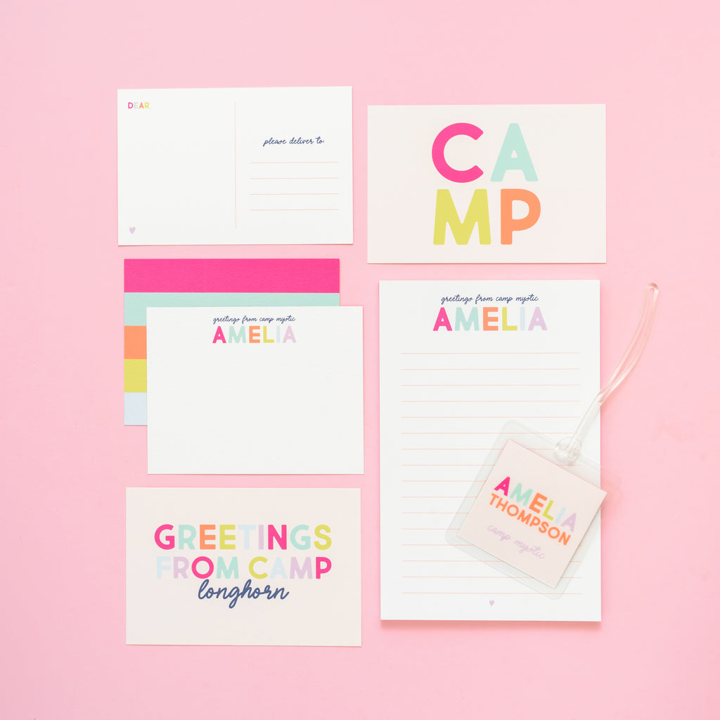 Camp Personalized Stationery - Pink