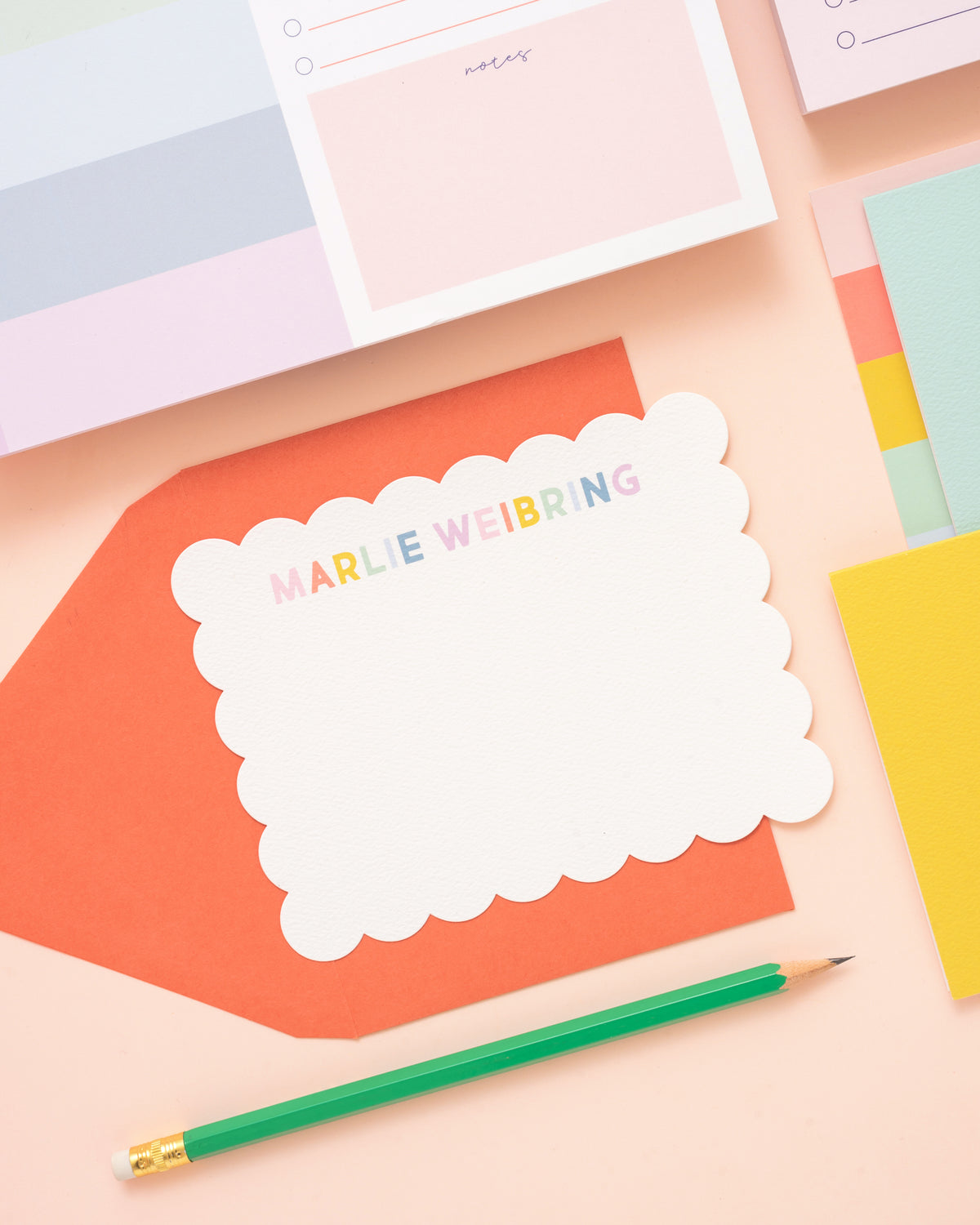 Personalized Spring Scallop Stationery