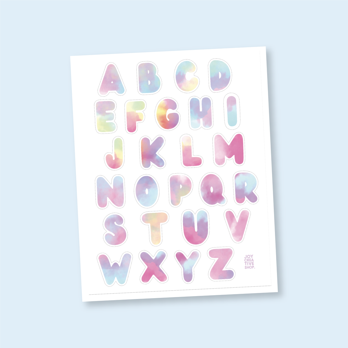 Tie Dye Bubble Vinyl Alphabet Stickers - A thru Z