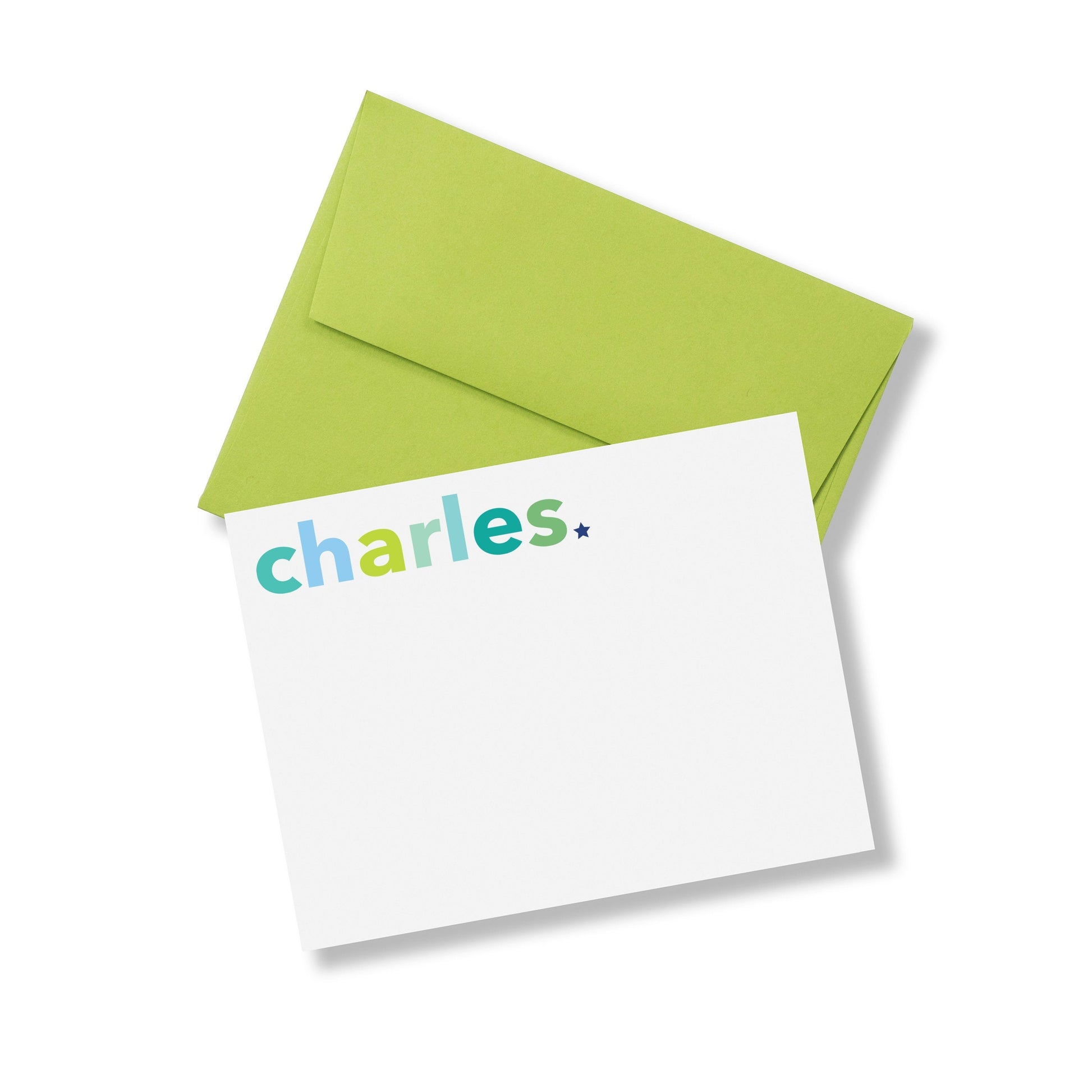Color Block Kids Stationery Blues/Greens, Personalized Stationery, Custom Thank you Notes, Kids Stationery, Custom Notecards 0104NC