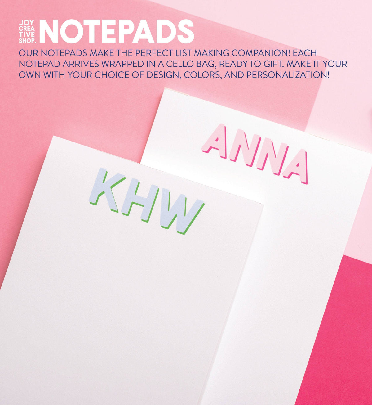 Modern Classics Monogram Square Notepad, Personalized Notepad, Monogram notepad, Square Notepad, Custom Notepad, Colorful Monogram 002NP