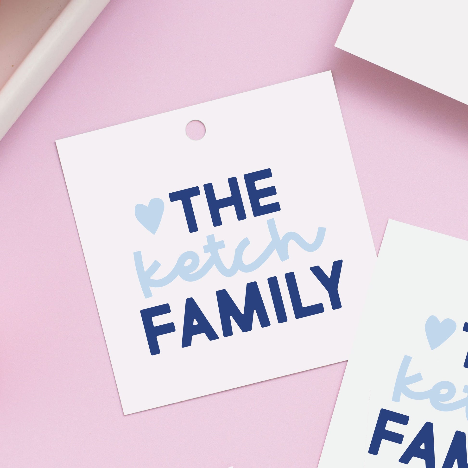 Heart Family Gift Tag, Custom Name Gift Tag, Family Gift Tag, Couples Gift Tag, Hostess Gift, To From Tag, Custom Square Tag 007T