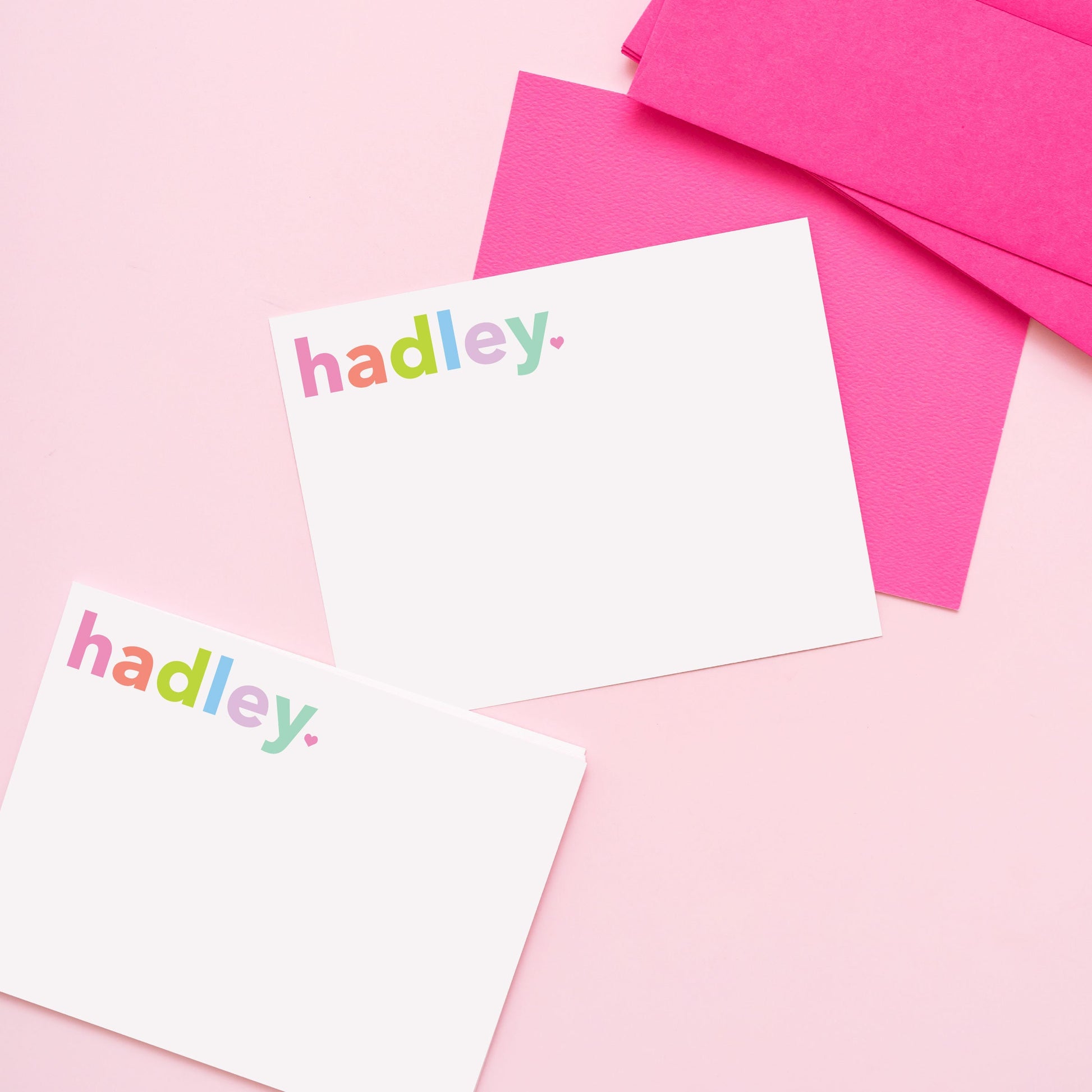 Personalized Color Block Stationery Pinks, Personalized Stationery, Custom Thank you Notes, Kids Stationery, Custom Notecards 035NC