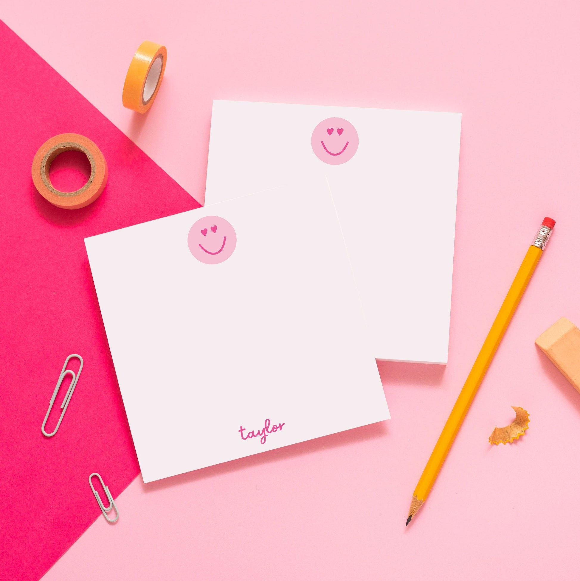 Personalized Smiley Face Notepad, Personalized Notepad, Custom Notepad, Teen Gift, Kids Gift, Heart Eyes Custom Notepad 033NP