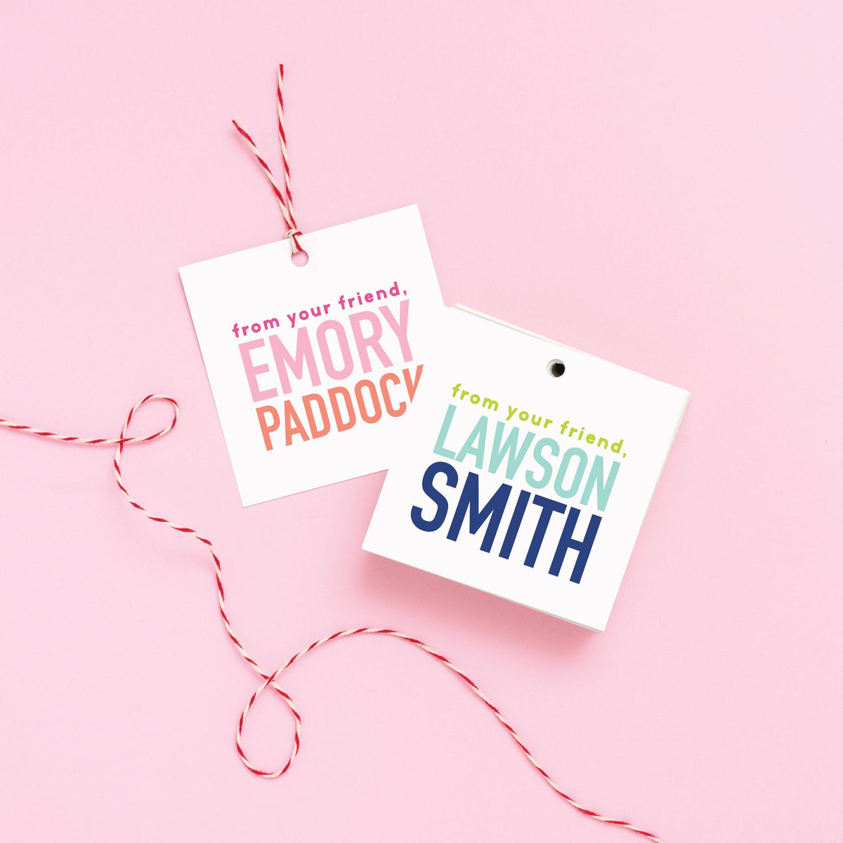 From Your Friend Gift Tag, Custom Name Gift Tag, Family Gift Tag, Couples Gift Tag, Hostess Gift, To From Tag, Custom Square Tag 004T