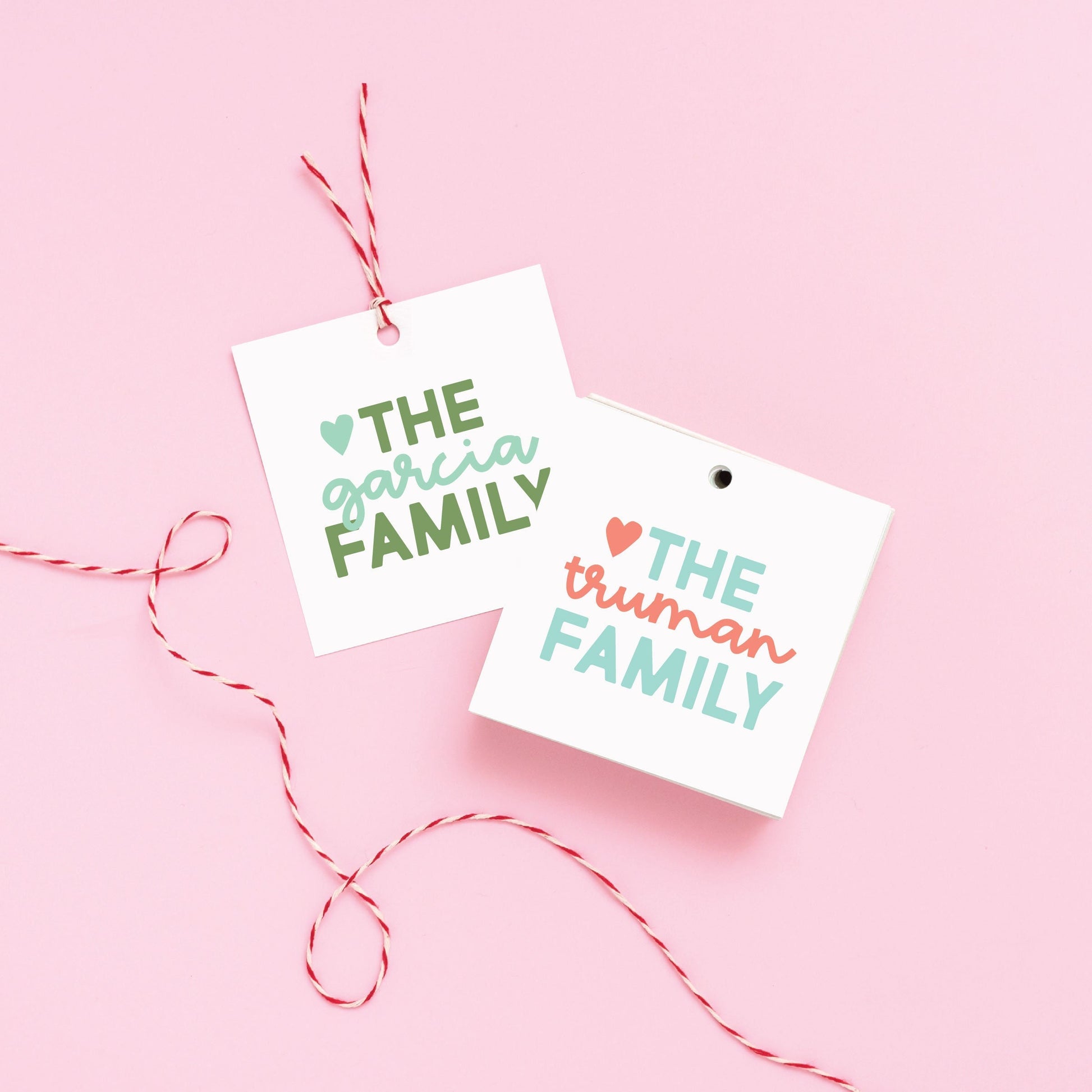 Heart Family Gift Tag, Custom Name Gift Tag, Family Gift Tag, Couples Gift Tag, Hostess Gift, To From Tag, Custom Square Tag 007T